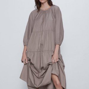 Poplin Tiered Midi Dress